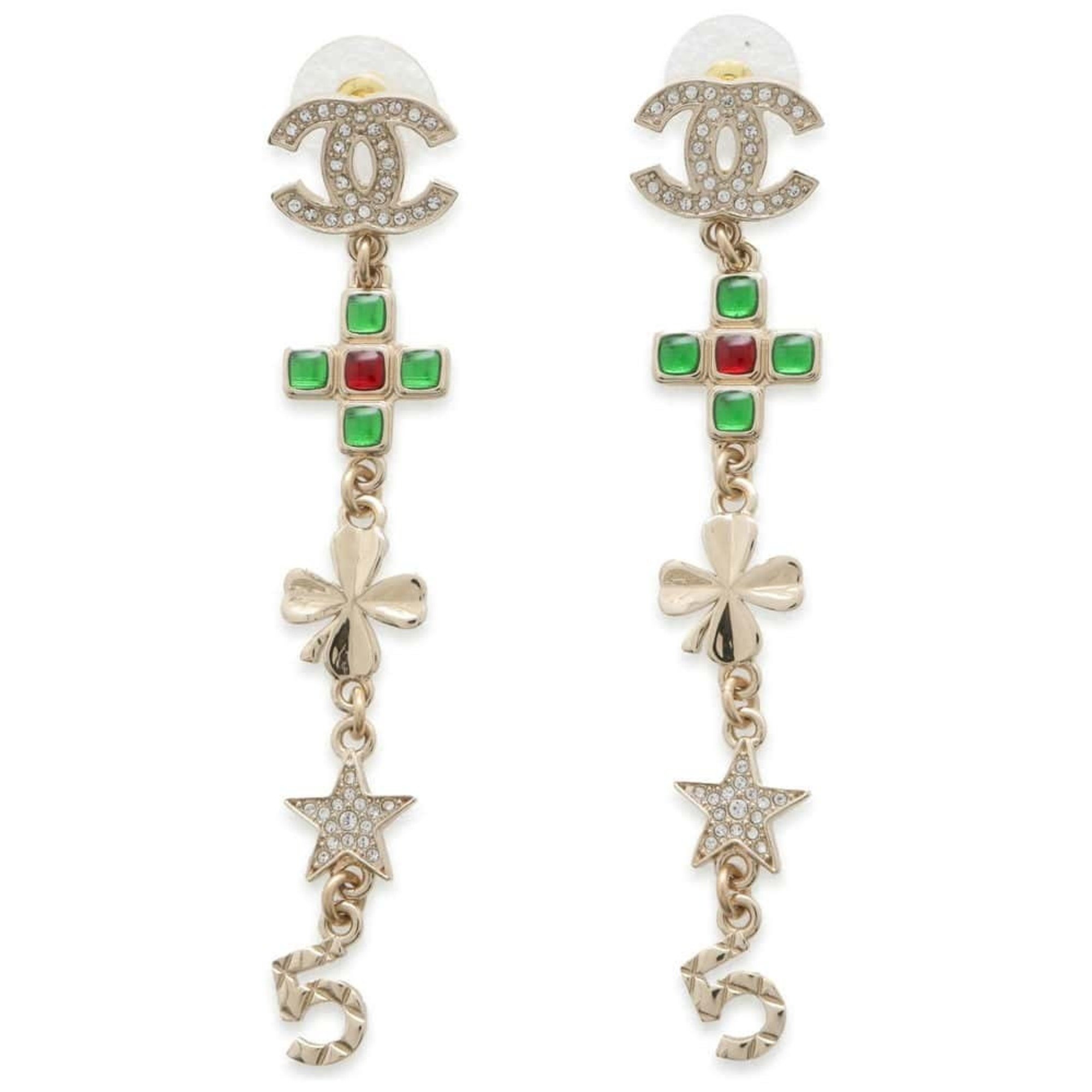 Chanel earrings with Coco mark and rhinestones B23 C AB9853 CHANEL