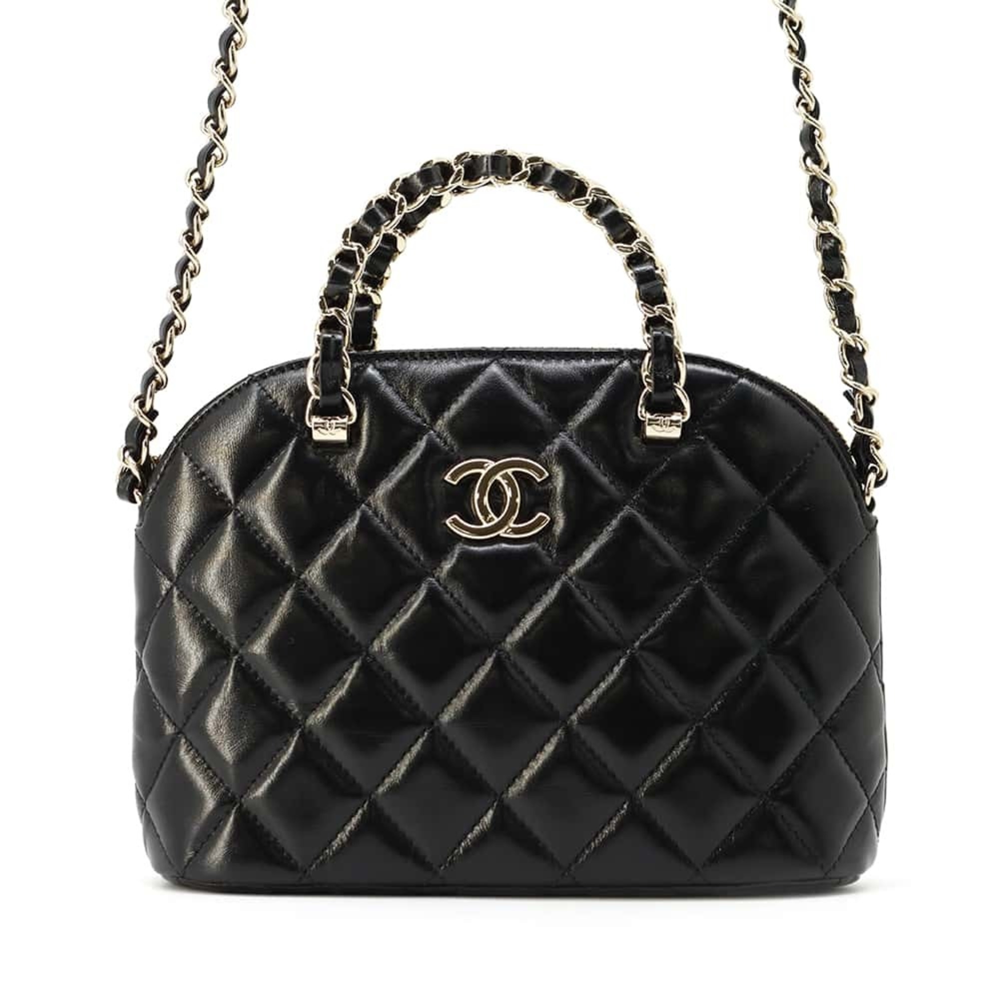 Chanel handbag Coco Mark Matelasse small shiny lambskin AS5130 2way shoulder black