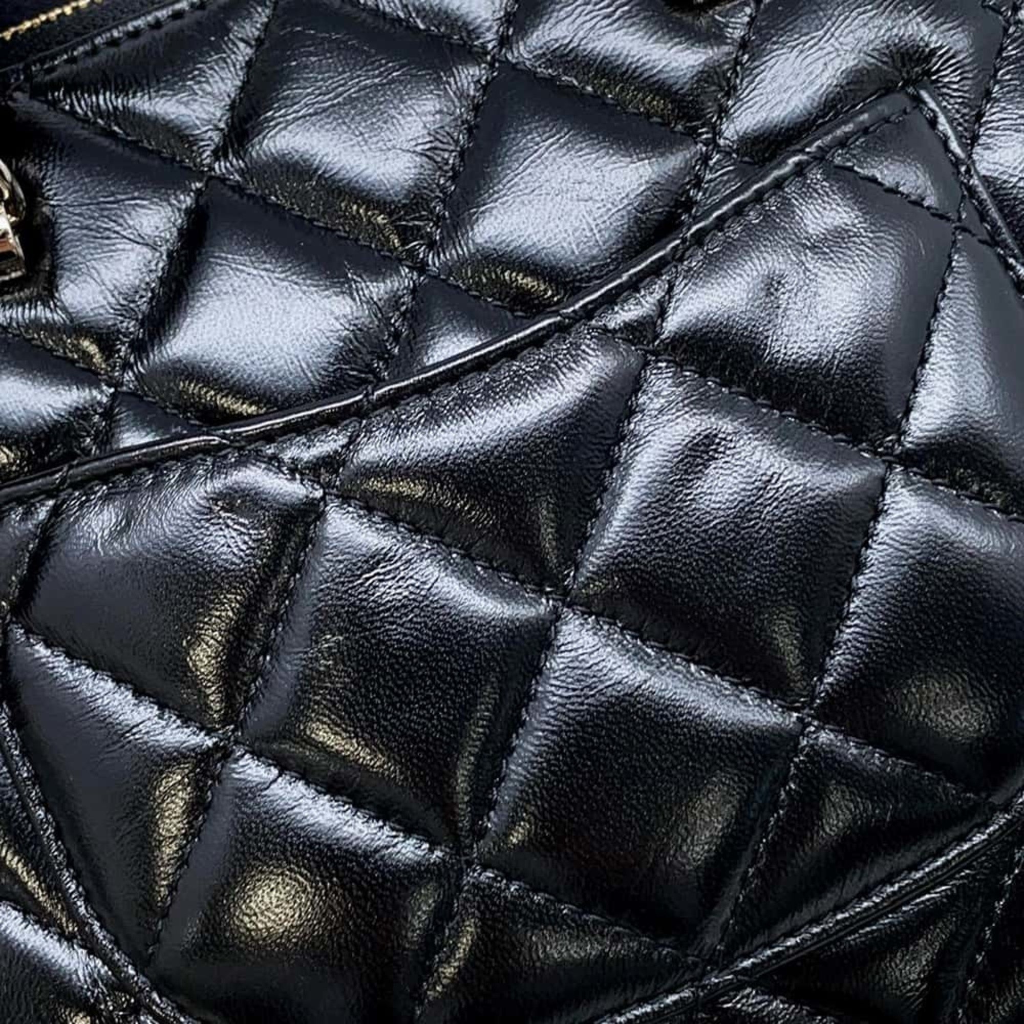 Chanel handbag Coco Mark Matelasse small shiny lambskin AS5130 2way shoulder black