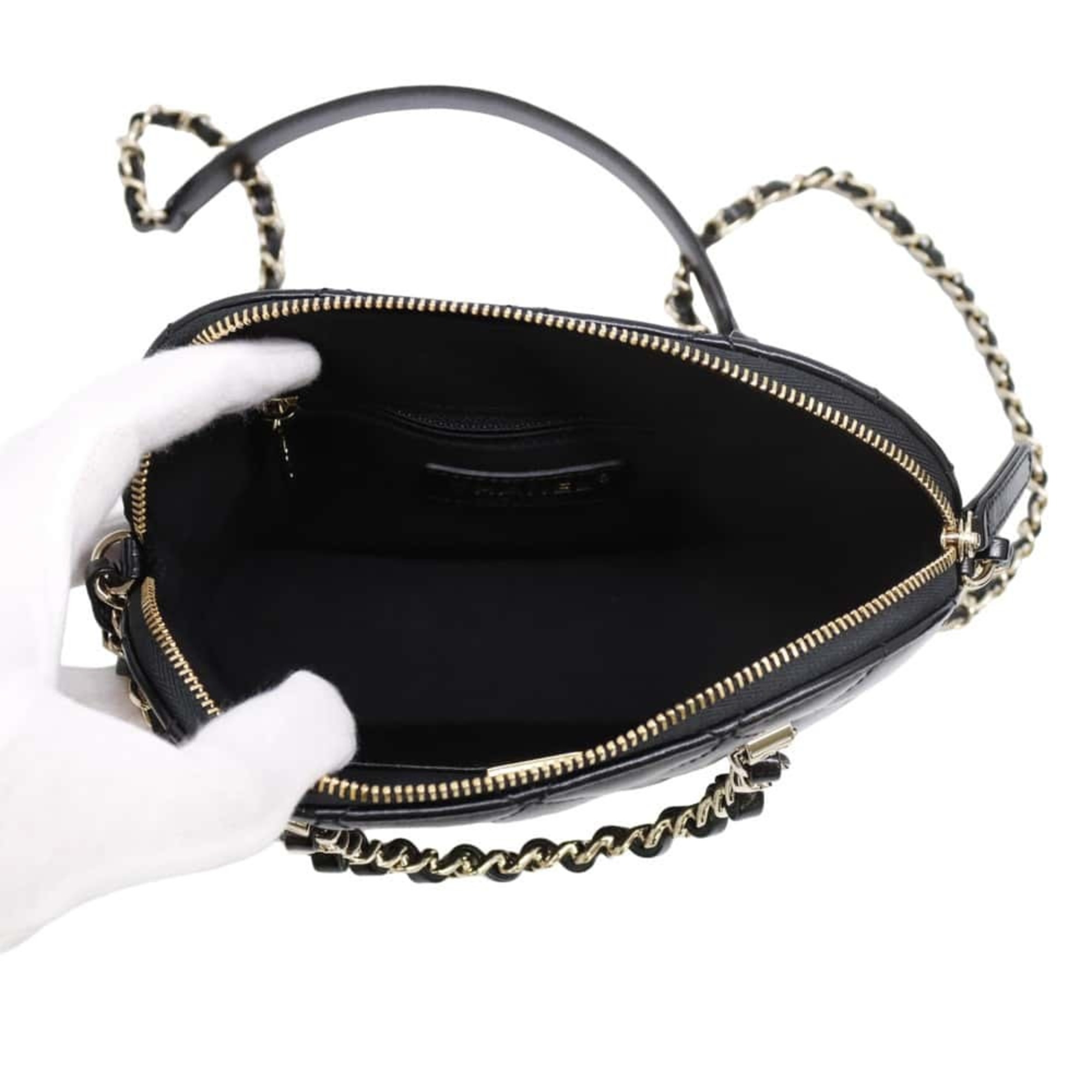 Chanel handbag Coco Mark Matelasse small shiny lambskin AS5130 2way shoulder black