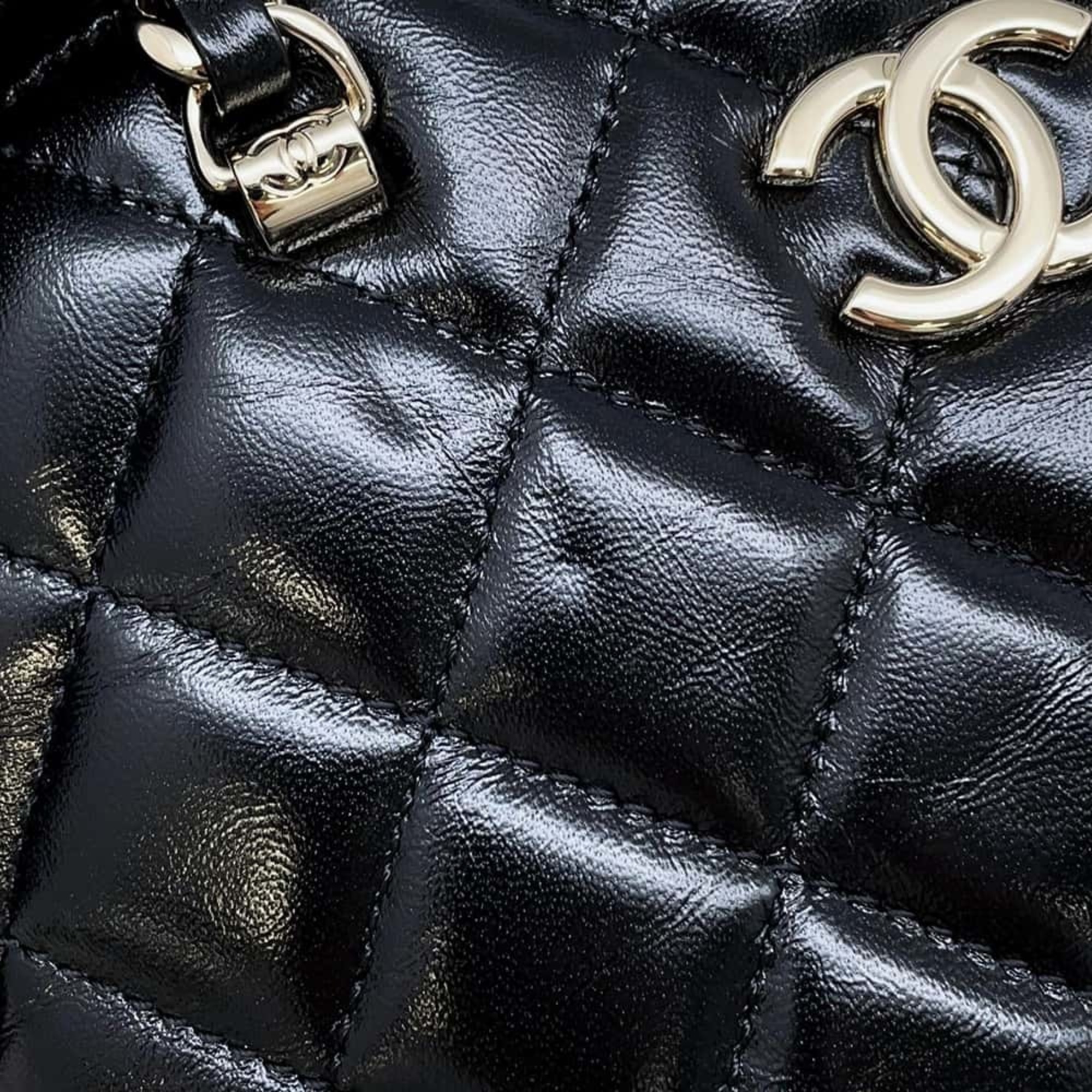 Chanel handbag Coco Mark Matelasse small shiny lambskin AS5130 2way shoulder black