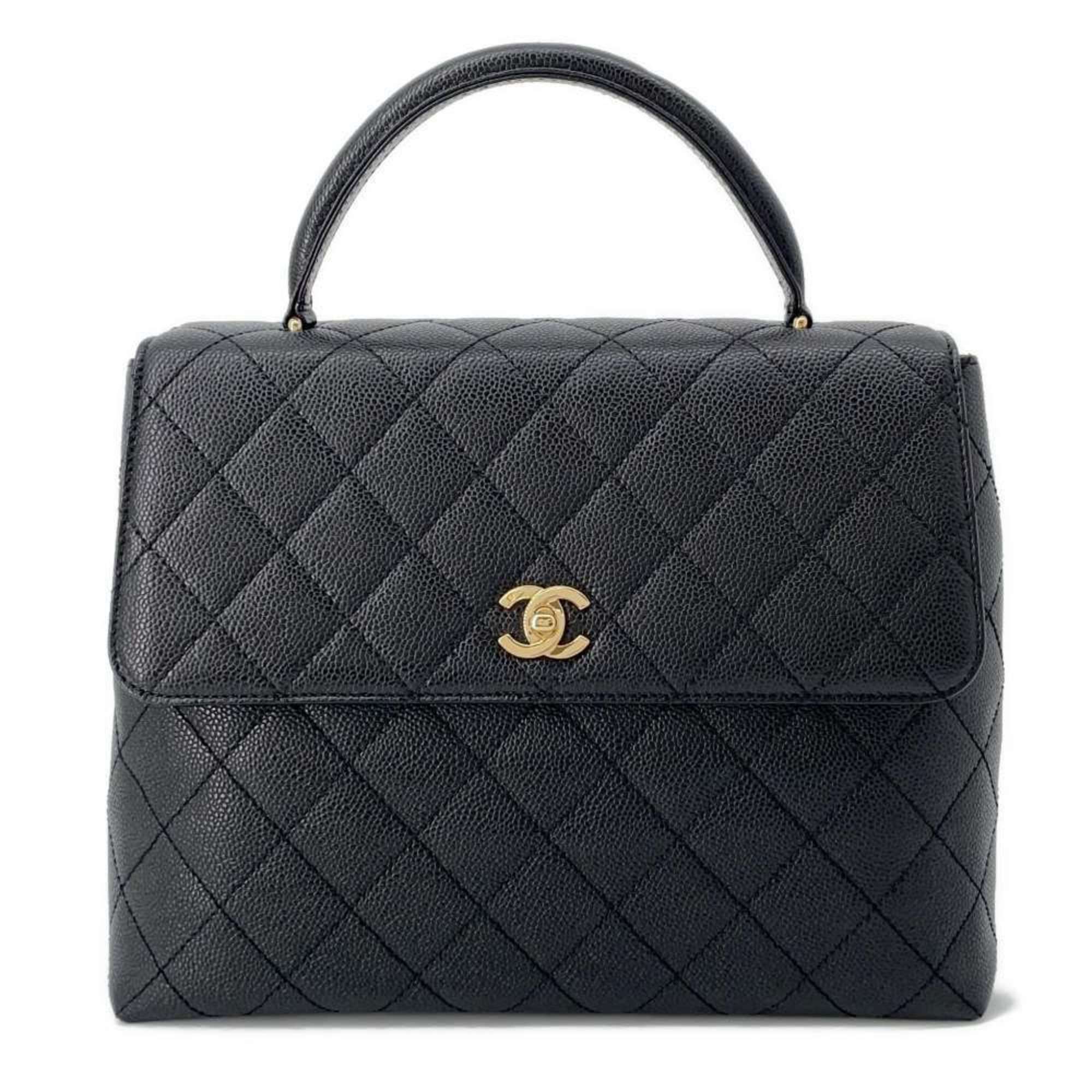 CHANEL Handbag Matelasse Coco Mark Caviar Skin A12397 Black