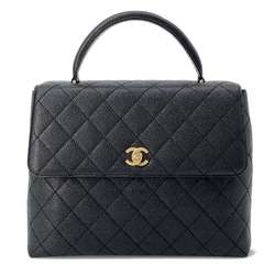 CHANEL Handbag Matelasse Coco Mark Caviar Skin A12397 Black