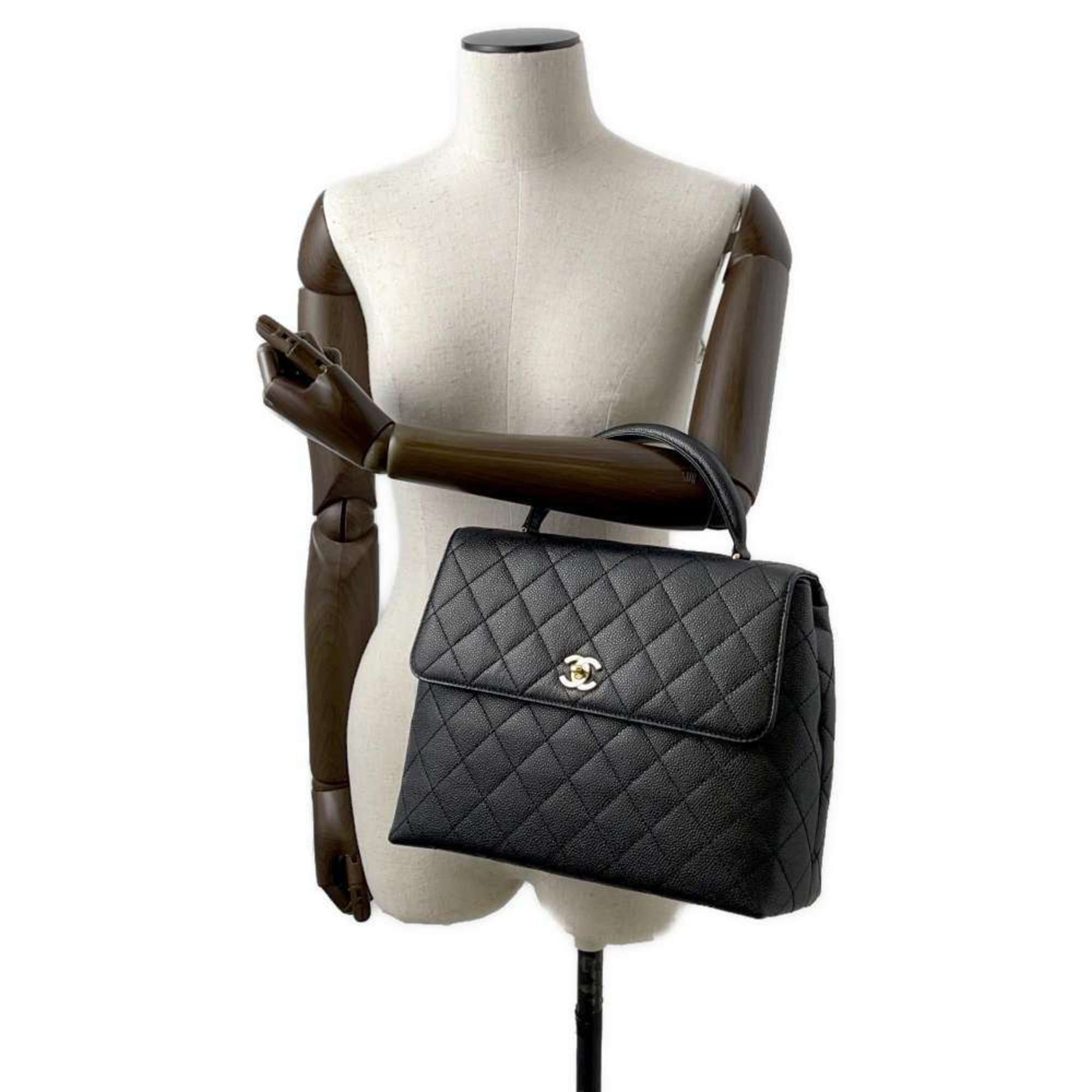 CHANEL Handbag Matelasse Coco Mark Caviar Skin A12397 Black