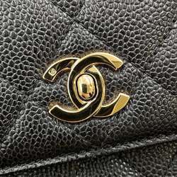 CHANEL Handbag Matelasse Coco Mark Caviar Skin A12397 Black