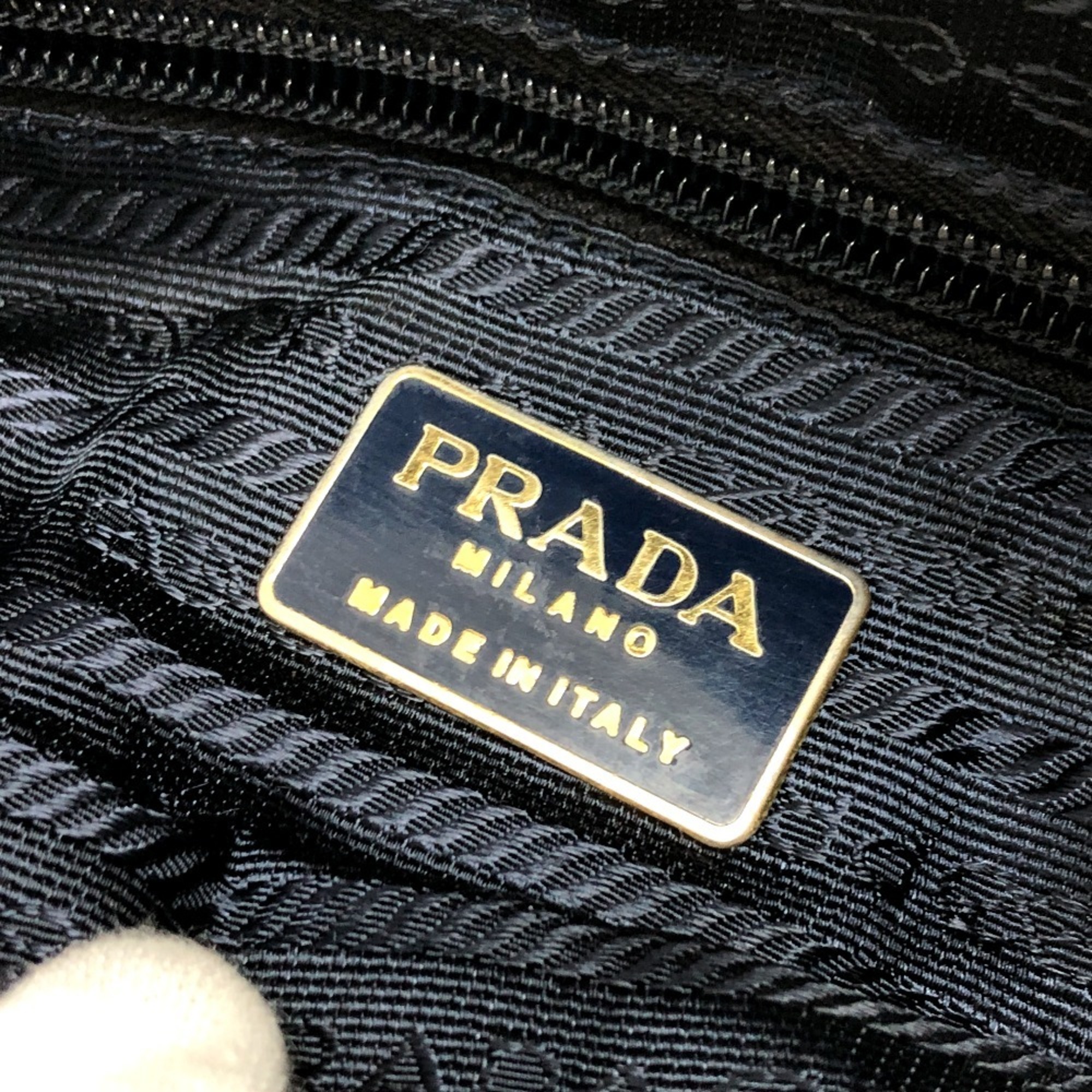 PRADA Prada Triangle Plate Chain Bag Shoulder Nylon Women's Navy