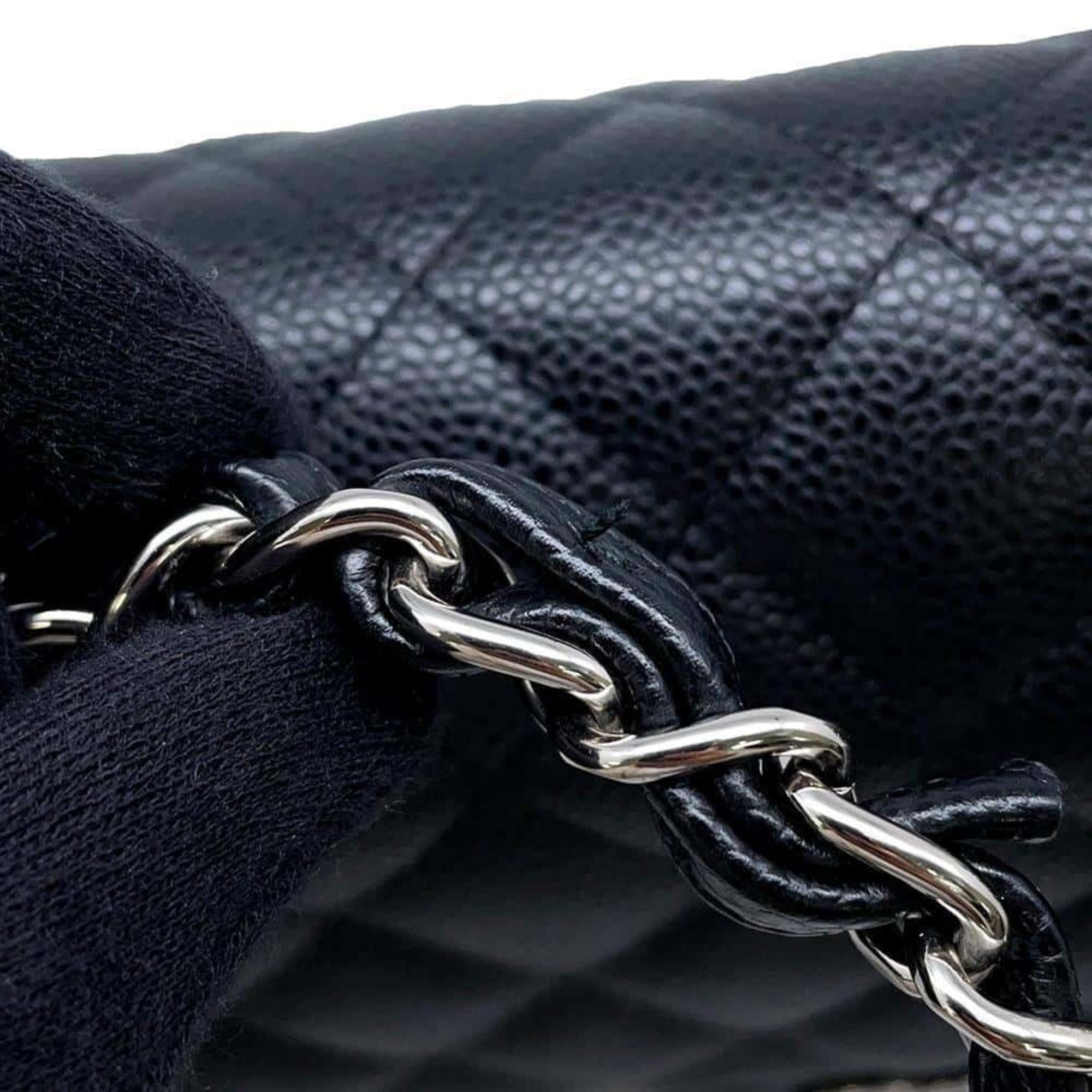 Chanel Chain Shoulder Bag Matelasse 30 Caviar Skin Coco Mark A58600 CHANEL Black