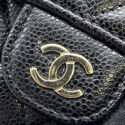 CHANEL Tri-fold Wallet Matelasse Coco Mark Classic Small Flap Caviar Skin AP0230 Black