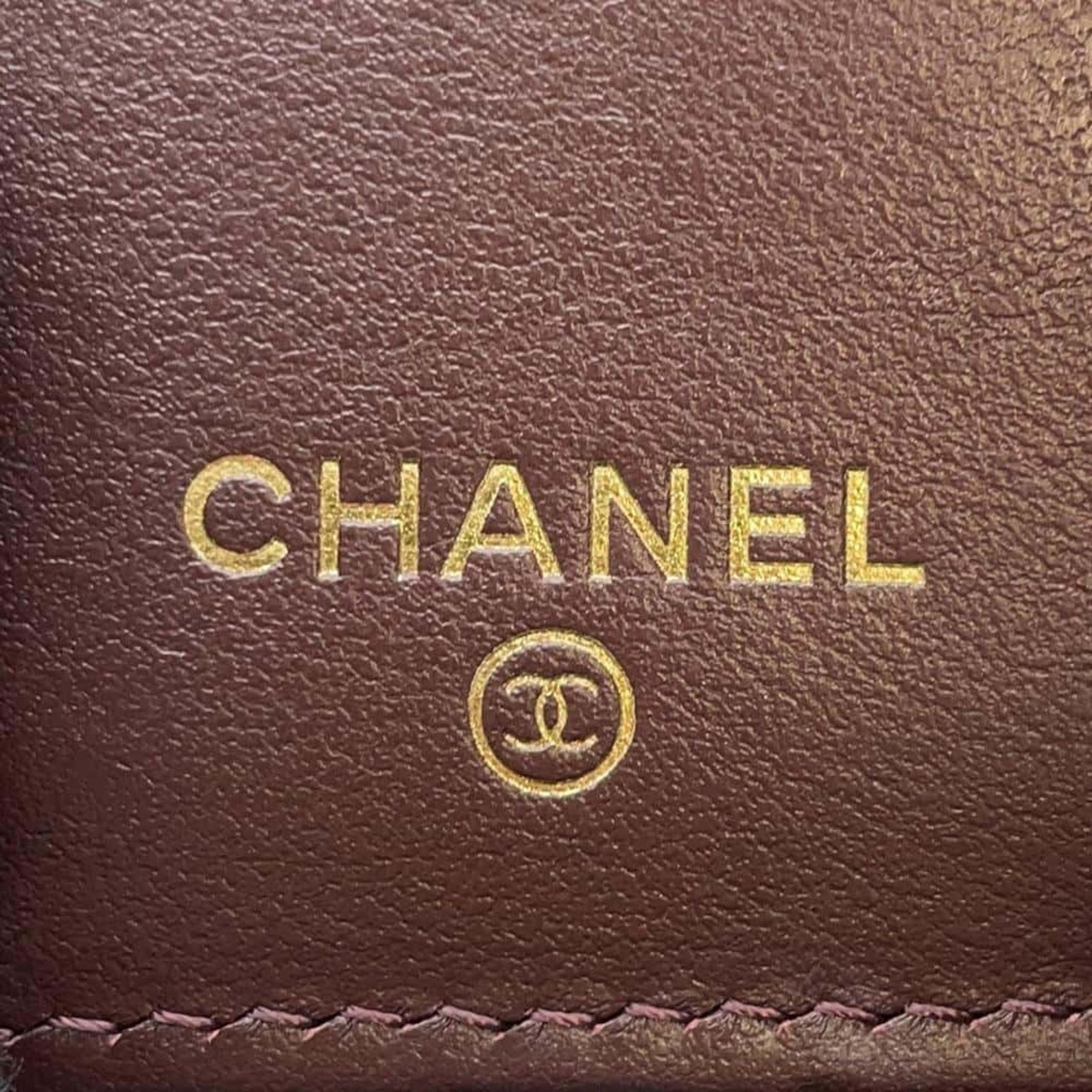 CHANEL Tri-fold Wallet Matelasse Coco Mark Classic Small Flap Caviar Skin AP0230 Black