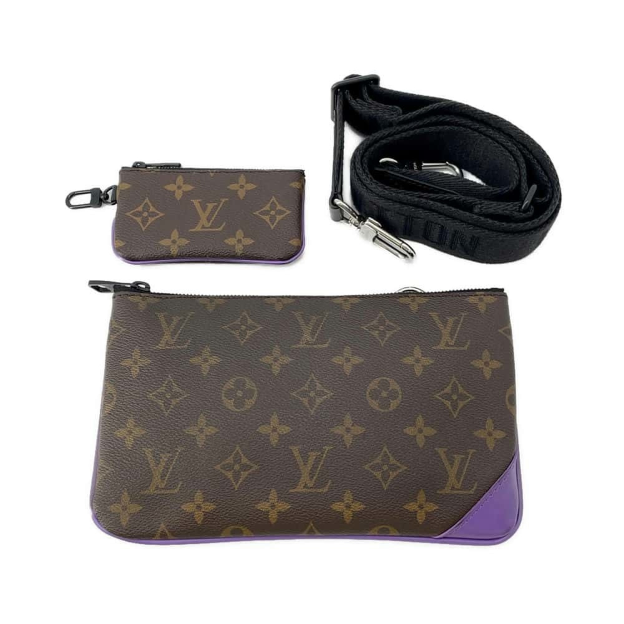 Louis Vuitton Shoulder Bag Monogram Macassar Trio M46266 Black