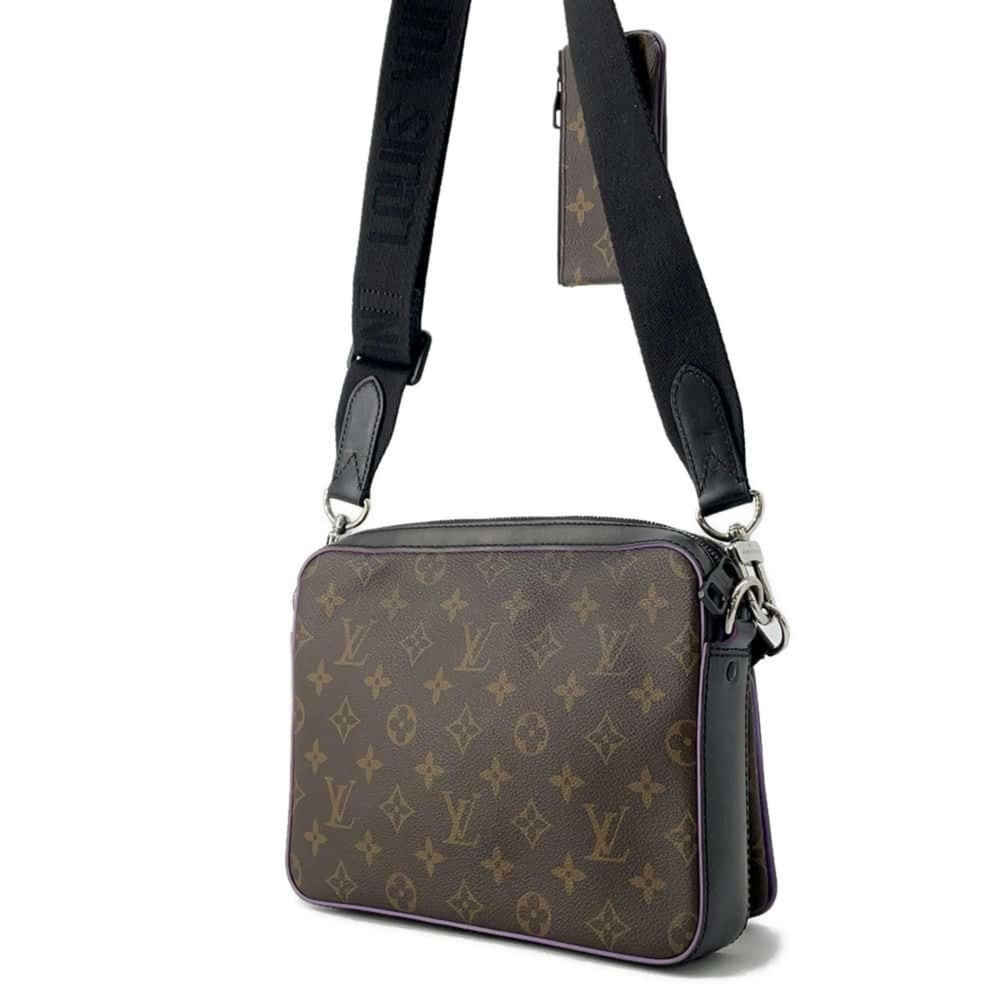 Louis Vuitton Shoulder Bag Monogram Macassar Trio M46266 Black