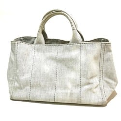 PRADA 1BG642 Canapa Shoulder Bag Tote Denim Canvas Women's White Bianco