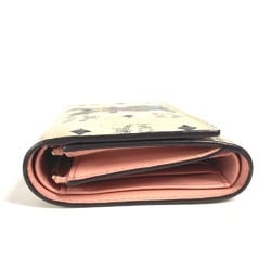 MCM Visetos Rabbit Compact Wallet Tri-fold Leather Women's Beige