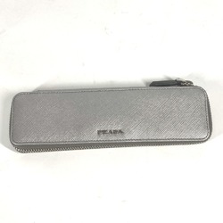 PRADA Prada 3 Pencil Pouch Stationery Case Saffiano Leather Men's Silver