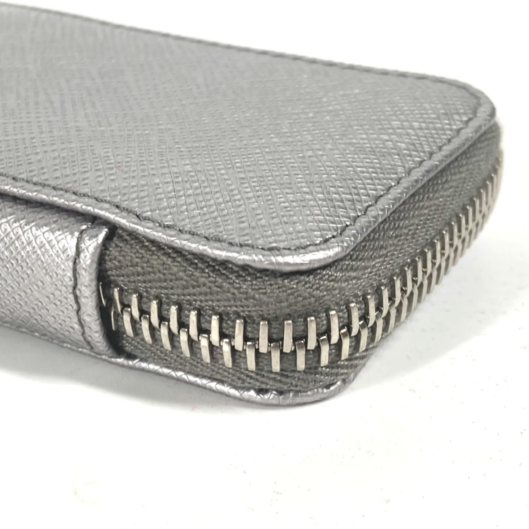 PRADA Prada 3 Pencil Pouch Stationery Case Saffiano Leather Men's Silver