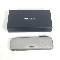 PRADA Prada 3 Pencil Pouch Stationery Case Saffiano Leather Men's Silver