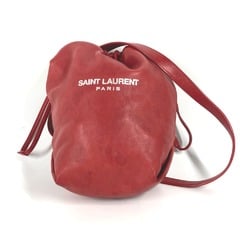 SAINT LAURENT Saint Laurent Paris 583328 Teddy Small Chain Pochette Shoulder Bag Leather Women's Red