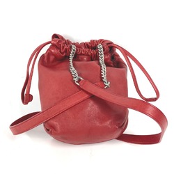 SAINT LAURENT Saint Laurent Paris 583328 Teddy Small Chain Pochette Shoulder Bag Leather Women's Red