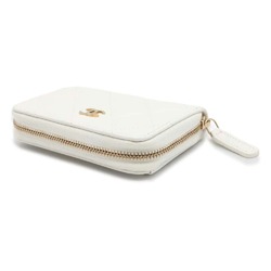 CHANEL Wallet/Coin Case Classic Zip Coin Purse Matelasse Coco Mark Caviar Skin AP0216 Wallet White