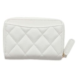 CHANEL Wallet/Coin Case Classic Zip Coin Purse Matelasse Coco Mark Caviar Skin AP0216 Wallet White