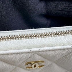 CHANEL Wallet/Coin Case Classic Zip Coin Purse Matelasse Coco Mark Caviar Skin AP0216 Wallet White