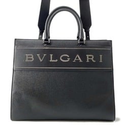 BVLGARI Tote Bag Leather Medium 291105 2way Shoulder Black