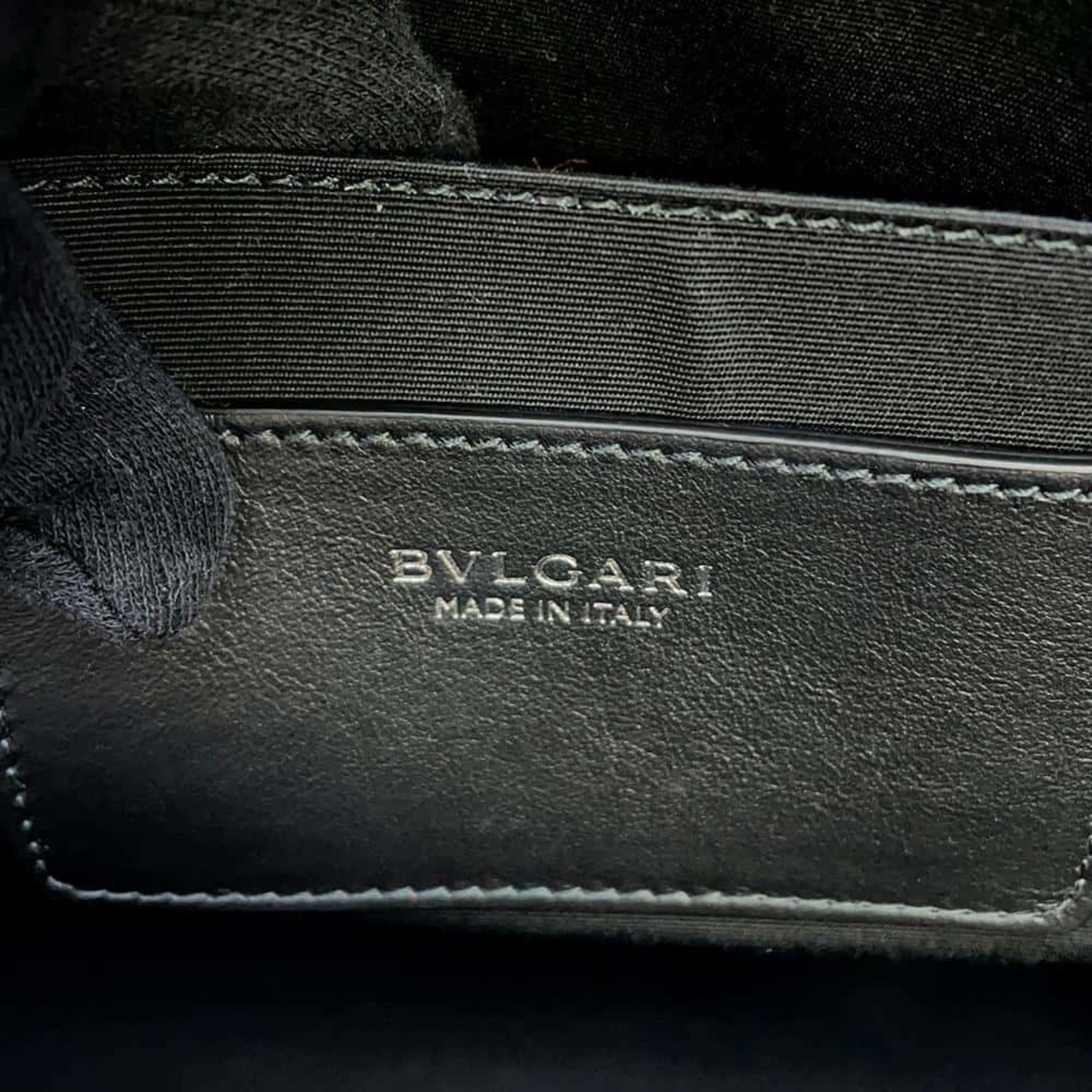 BVLGARI Tote Bag Leather Medium 291105 2way Shoulder Black