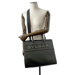 BVLGARI Tote Bag Leather Medium 291105 2way Shoulder Black