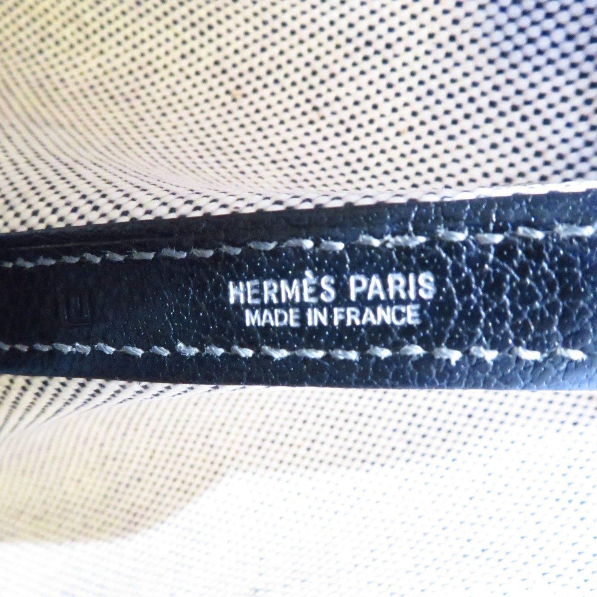 HERMES Garden TPM Black/Grey Toile H J Stamp F188 Women's and Men's Bags