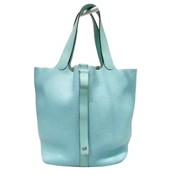 HERMES Picotin Lock GM Handbag Blue Atoll (Silver hardware) Taurillon T stamp F234 Women's and Men's Bags