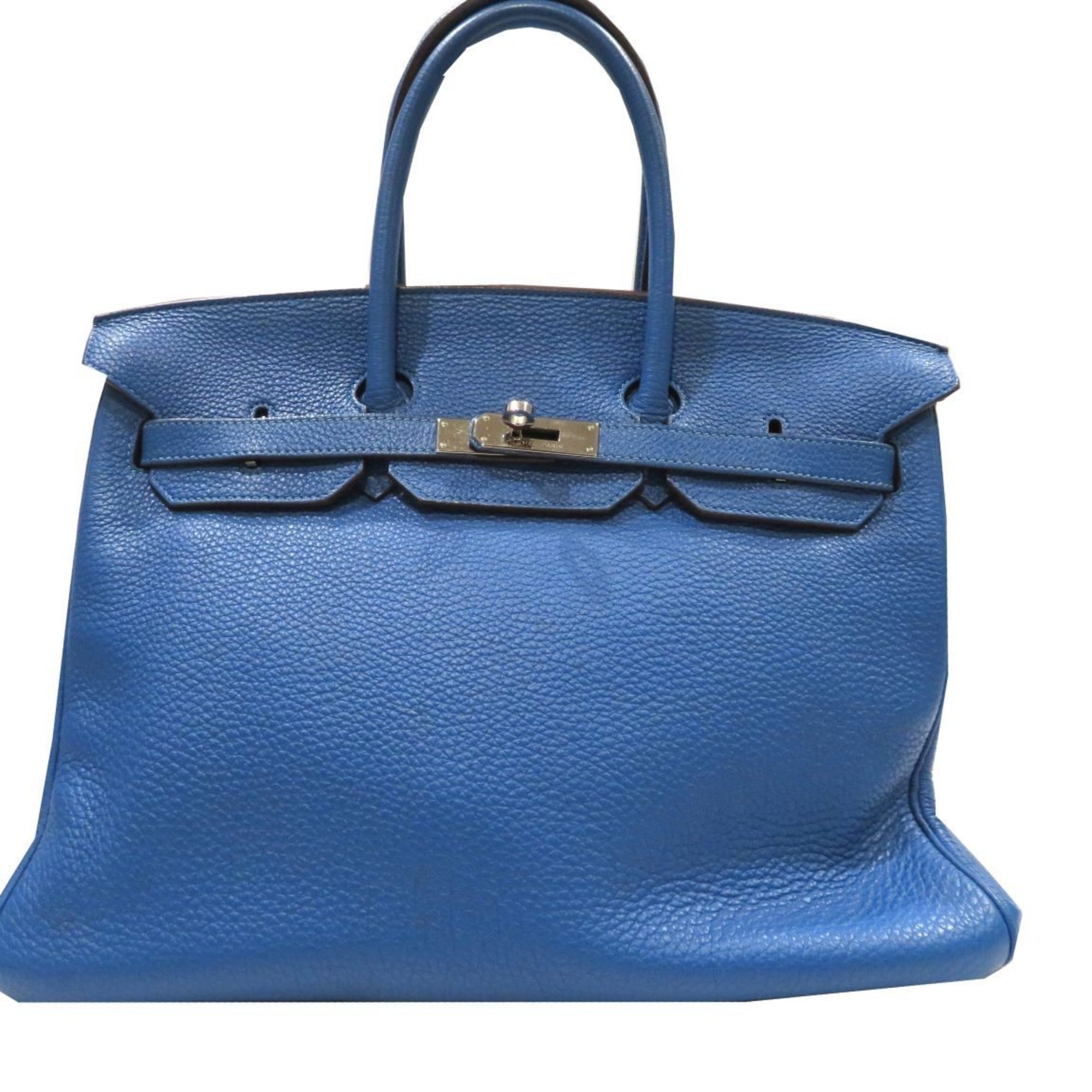 F211 HERMES Birkin 35 Bleu Hydra (Silver hardware) Taurillon Women's Men's Bag