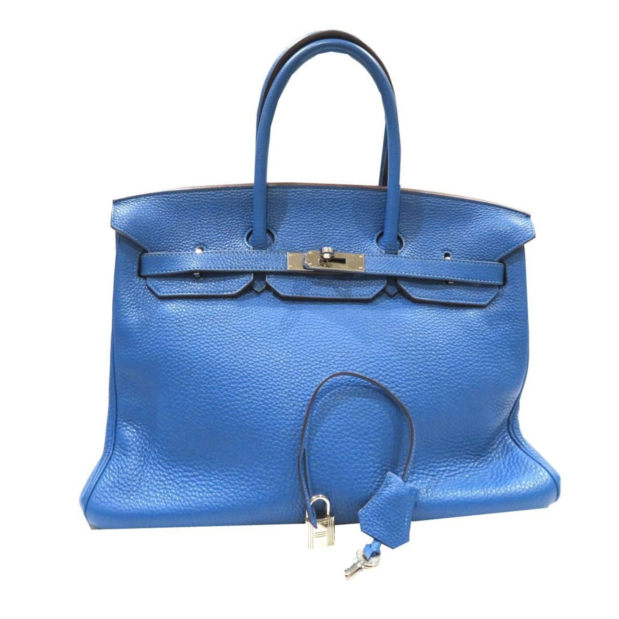 F211 HERMES Birkin 35 Bleu Hydra (Silver hardware) Taurillon Women's Men's Bag