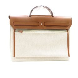 HERMES Airbag 39 Gold/Beige (Silver hardware) Vache Hunter/Toile H W stamp (2024) F69 Women's Bag Leather