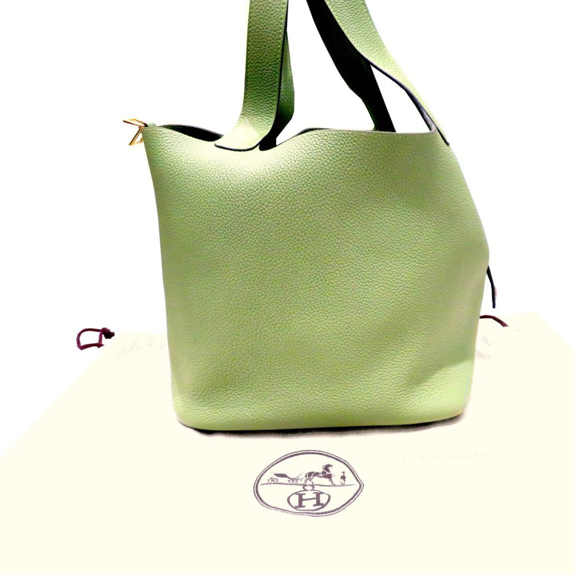 HERMES Picotin MM Vert Cricket (G hardware) Taurillon Y stamp (2020) F180 Women's Men's Bag Leather