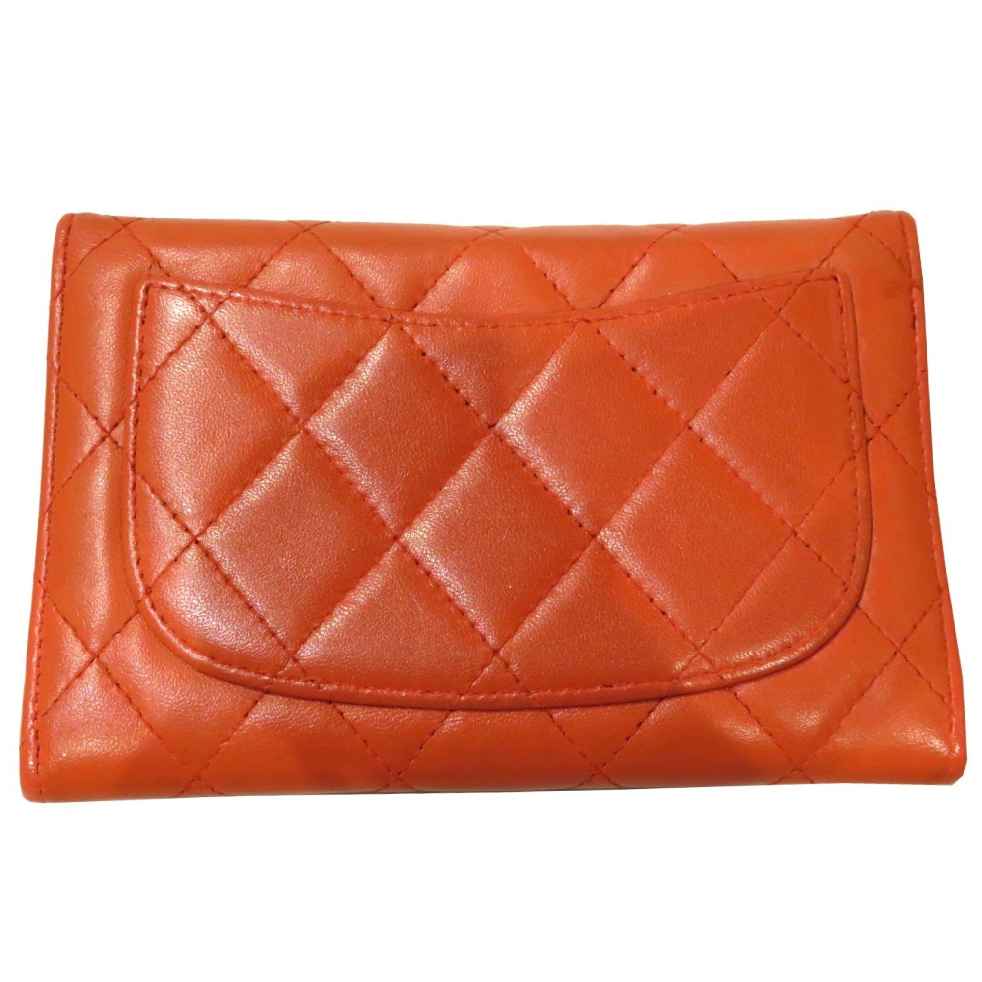 CHANEL Matelasse Compact Wallet Salmon Pink (Silver Hardware) Lambskin F204 Men's Long Women's