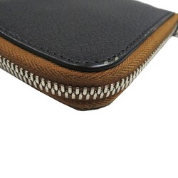 E47 BURBERRY L-shaped coin case, black leather, purse, men's, women's, compact wallet, card case