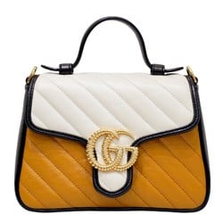 GUCCI GG Marmont 583571 Shoulder Bag White/Yellow/Black Leather Women's Men's