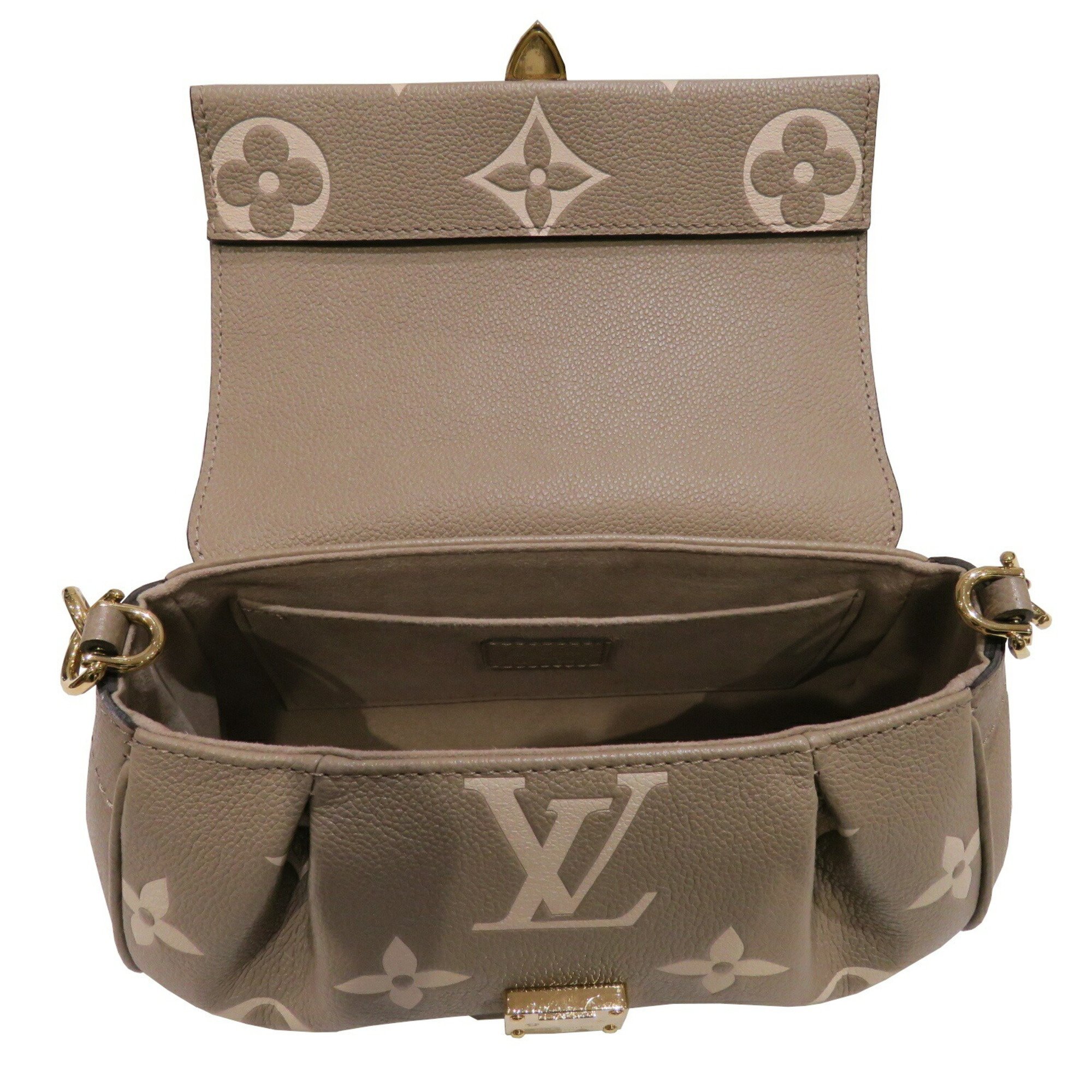 LOUIS VUITTON Favorite NM Handbag Shoulder Bag M45386 Tourtiere Crème Monogram Empreinte Leather F163 Women's