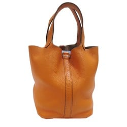 HERMES Picotin PM Orange Silver hardware Taurillon O stamp 2011 E255 Women's and Men's Bags