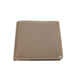 HERMES H Series Compact Bias Wallet Etoupe Evercolor B Stamp A316 Ginza Store Men's Long Women's