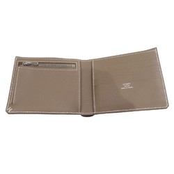 HERMES H Series Compact Bias Wallet Etoupe Evercolor B Stamp A316 Ginza Store Men's Long Women's