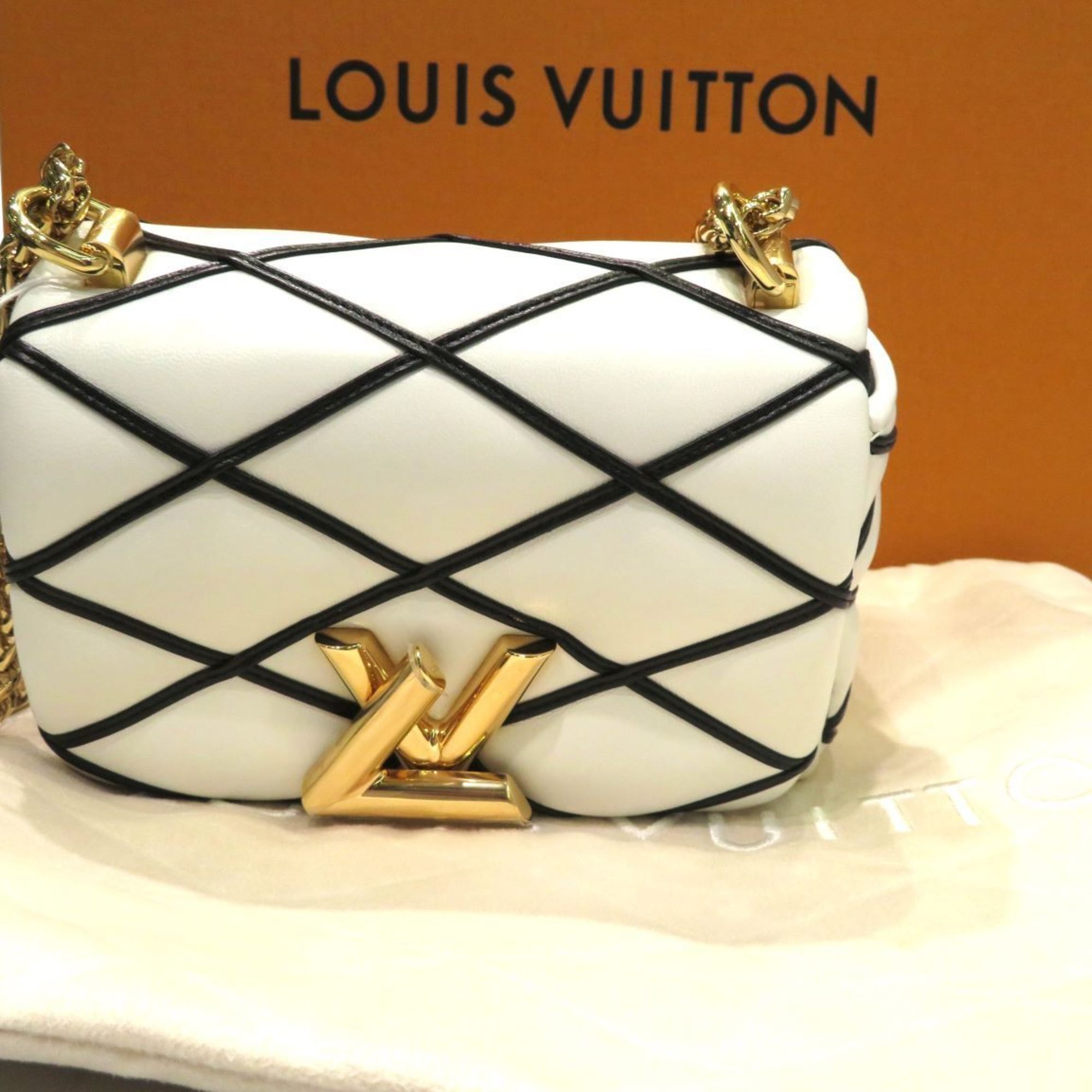 LOUIS VUITTON PICO GO-14 M23762 White Lamb Leather F104 Women's Men's Bags