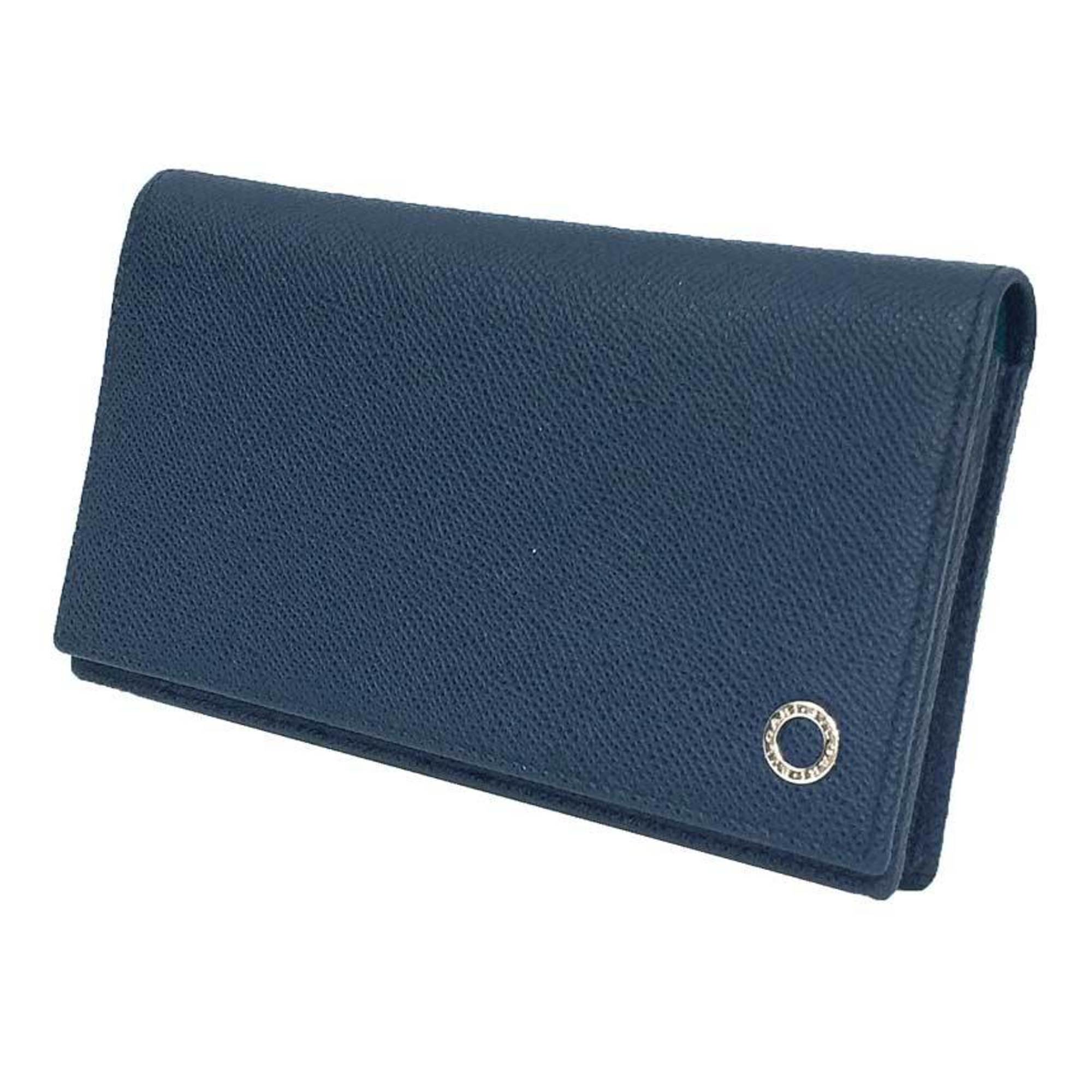 BVLGARI Long Wallet Bicolor BBMAN 288259 BL/ME Grained Leather Navy MAN