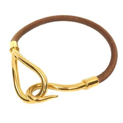 Hermes HERMES Jumbo Bracelet Single Strand Camel Brown x Gold Leather Men's Women's Unisex