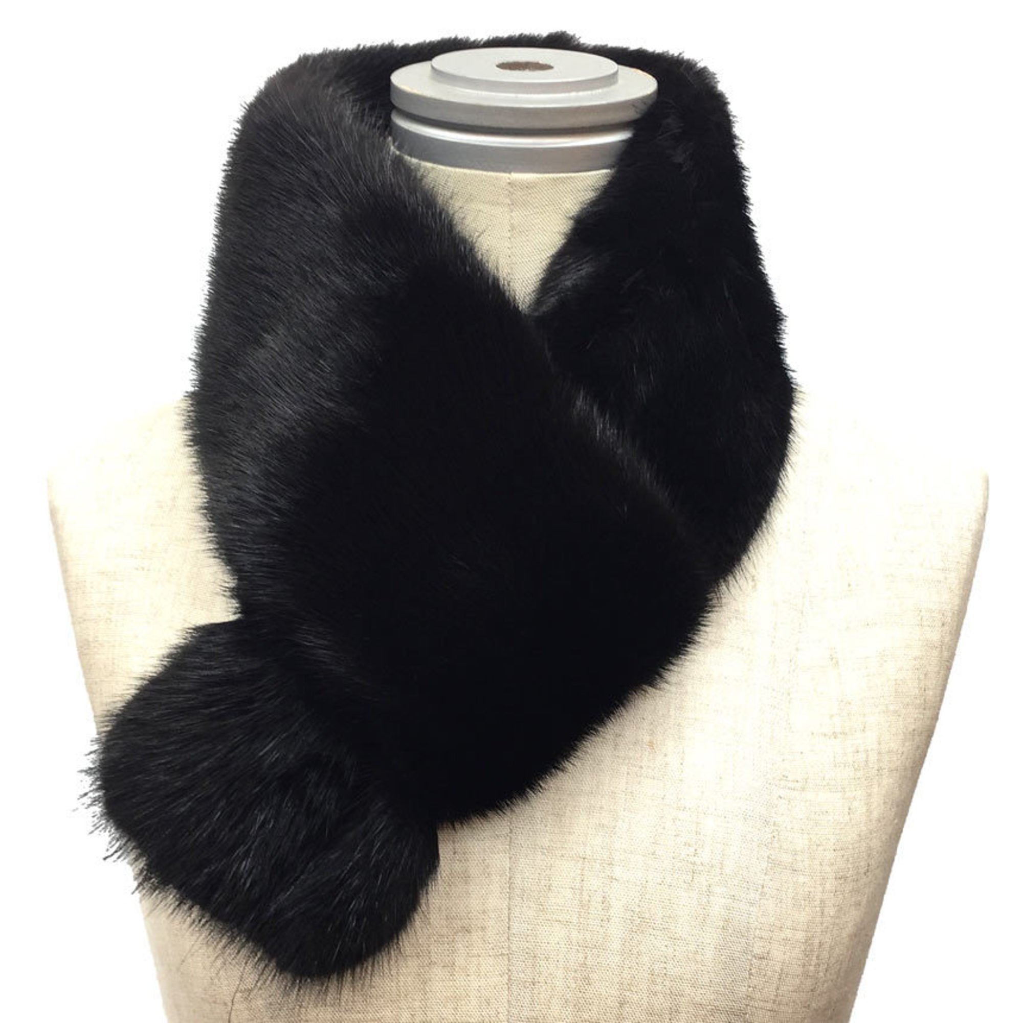 LOEWE Mink Scarf Tippet Black Loewe Women's