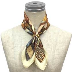 HERMES Hermes Carre 45 Petite Scarf PERSONA Mask 100% Silk Beige Pocket Square Neckerchief