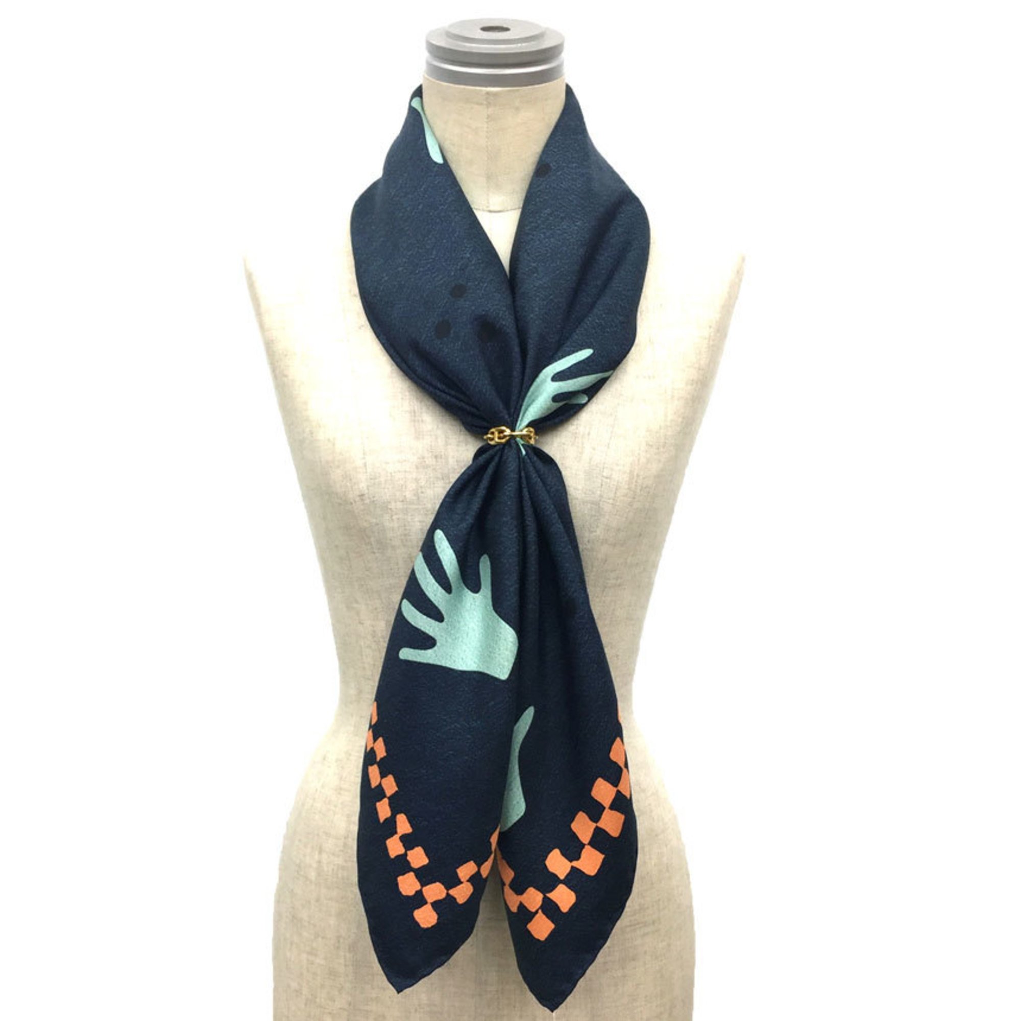 BVLGARI Bulgari Scarf Muffler Navy Silk