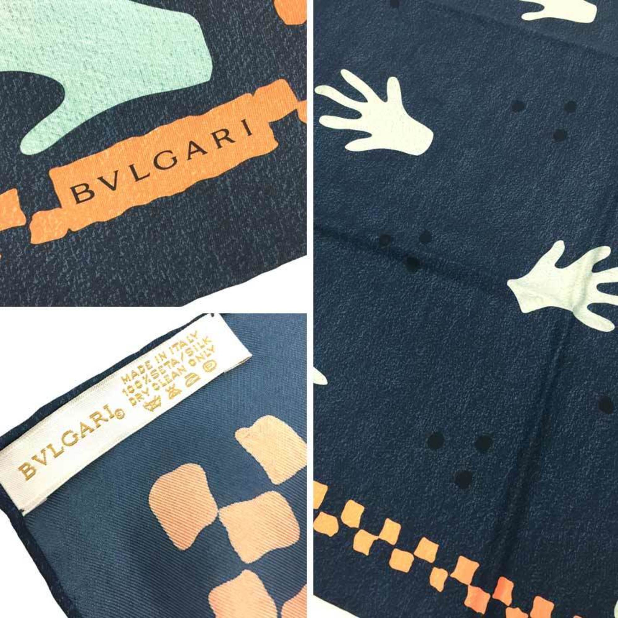 BVLGARI Bulgari Scarf Muffler Navy Silk