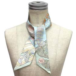 HERMES Twilly Scarf Muffler De l'Ombrelle aux Duels Duel with the Cane Umbrella 2021 Ciel/Rose Pale/Orange Hermes Silk