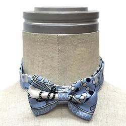 HERMES NOEUD PAPILLON Bow tie Choker Bracelet FLEURS ET PAPILLONS DE TISSU Flowering weave Light blue Blue 100% silk Men's Women's aq10583